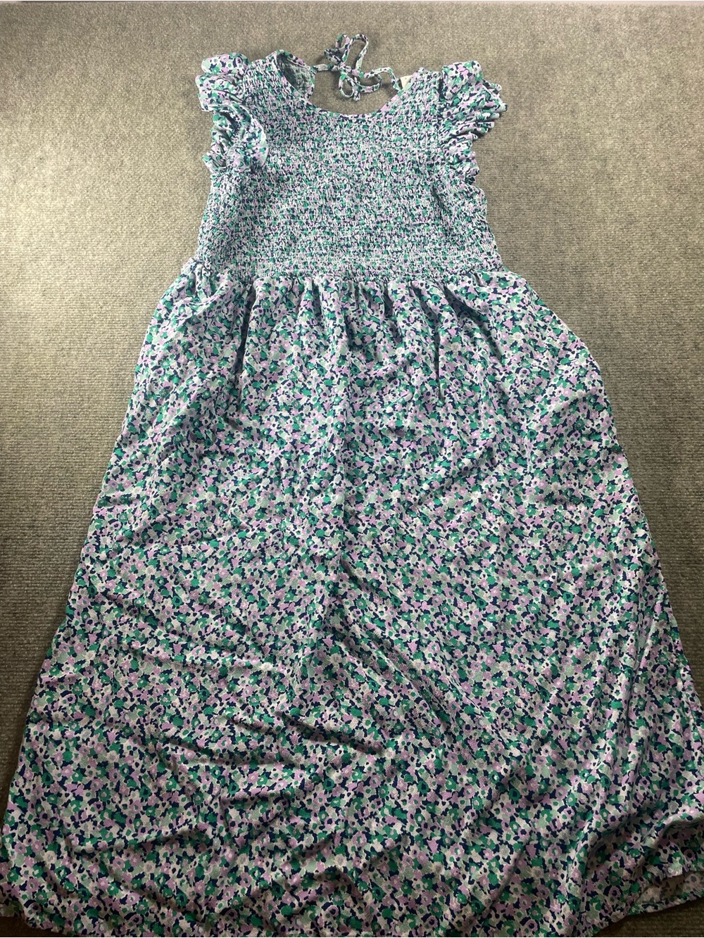 a new day Purple and Mint Floral Smocked Maxi Dress